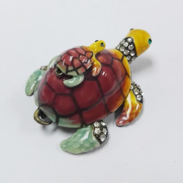 Mum & Baby Turtle metal trinket box turtle treasure box metal jewelry box