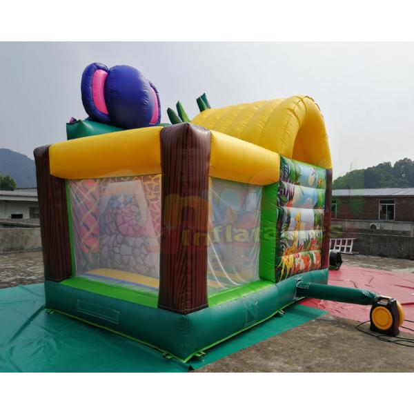 Safari Park Inflatable Bouncy Castles Digital Printing Combi Slide Bouncer