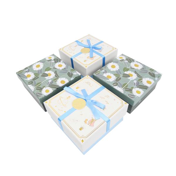 UV Coating Printing Handling Customized Eco Friendly Reusable Blue Paper Gift Jewelry Box