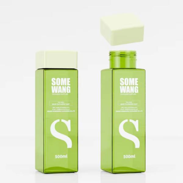 Custom Printing Cosmetic Bottles And Jars PET Cosmetic Plastic Bottles Green