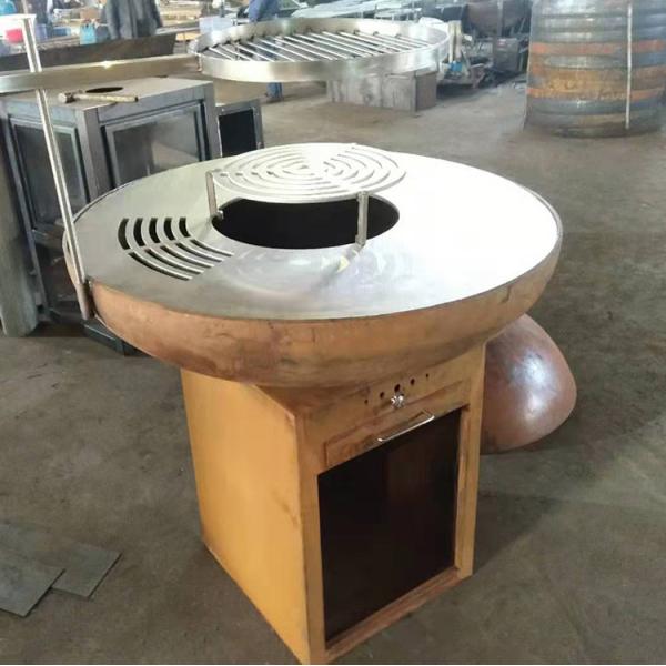 Modern Portable Outdoor Kitchen Corten Steel Grill Wood Burning Camping BBQ Grill