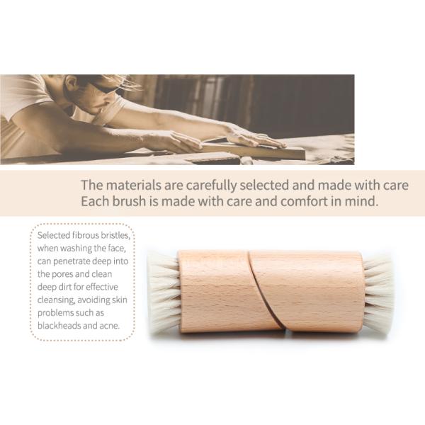 Wooden Handle Facial Cleaning Brush Makeup Remover Brush With Super Soft Goat Bristle