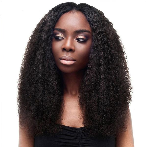 No Shedding 360 Lace Front Human Hair Wigs Afro Kinky Curly 1b Color