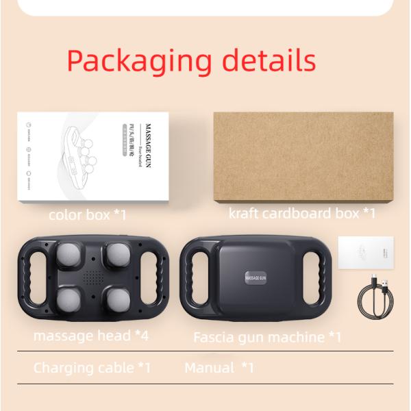 High Frequency Cordless Handheld Electric Massage Gun Deep Tissue 4 Head Massage Gun