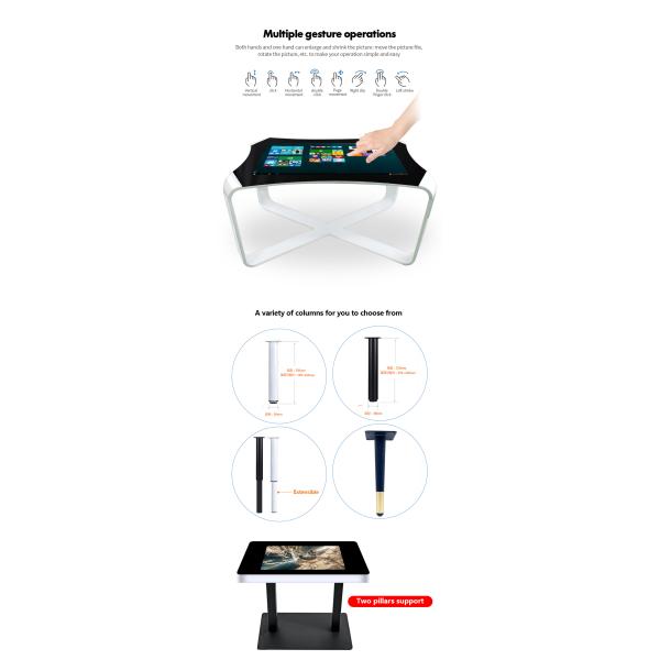 Movable WiFi Support LCD Touch Screen Table 1920x1080 For Sitting Room