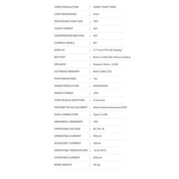 Y6000 Mini Camera front view