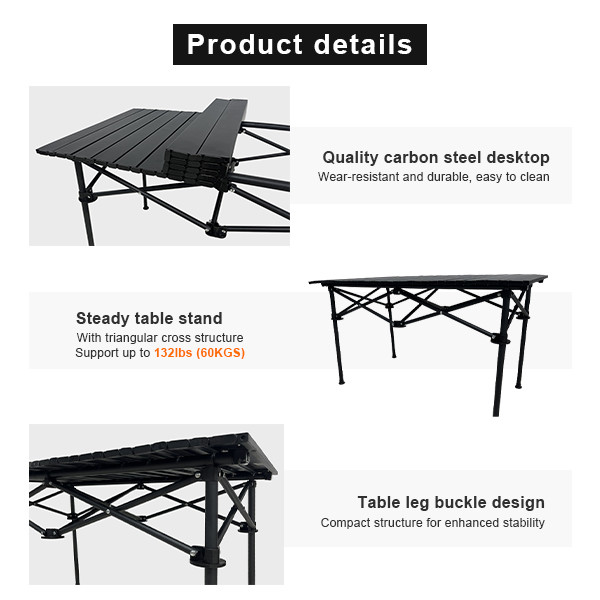 Small foldable camping table top view