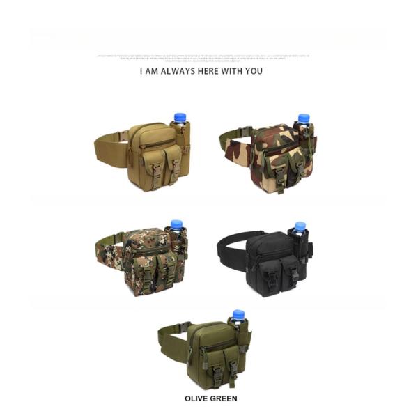 Barrel-shaped Water Bottle/Kettle Waist Bag Khaki Backpack for Outdoor Activities
