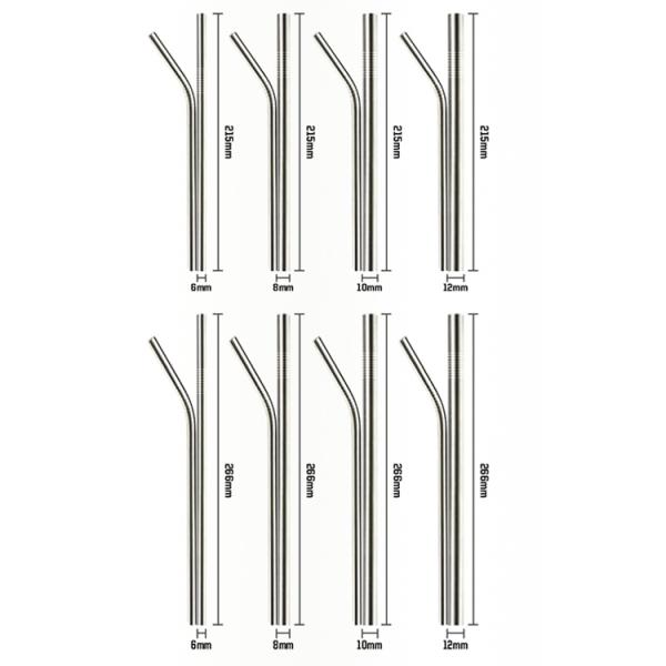 Outdoor Picnics Stainless Steel Reusable Straws Mirror Polishing Natural Bent