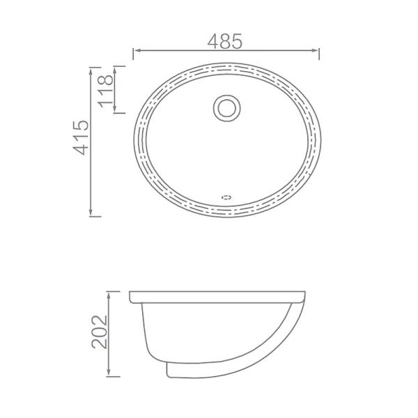 ARROW AP449 Lavatory Small Undercounter Basin No Faucet No Drainer
