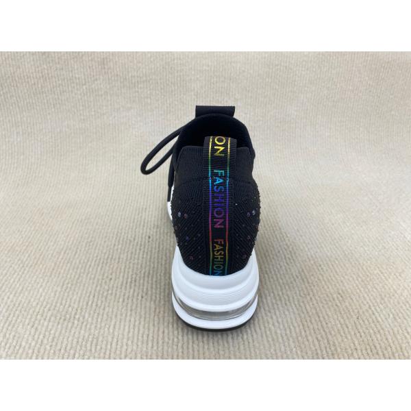 Flyknit Black Platform Loafers With Crystal Surface And Breathable Mesh