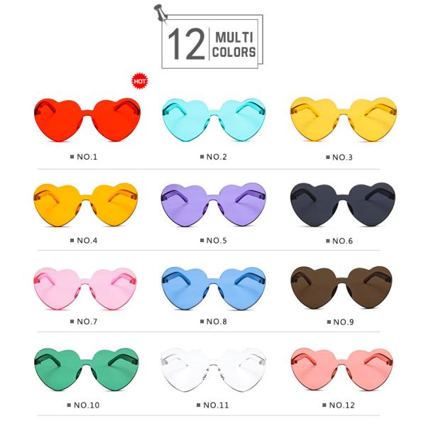 BSCI Love Heart Shaped Sunglasses Clear Jelly Color For Women Lady