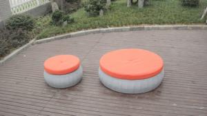 China Waterproof Outdoor Rattan Sofa , Round Wicker Chair And Ottoman Set on sale