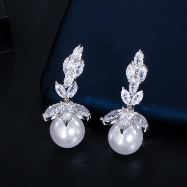 Pearl Necklace Set Earrings Rings Women CZ Wedding Jewelry Sets 2021 NewWedding Jewelry Sets