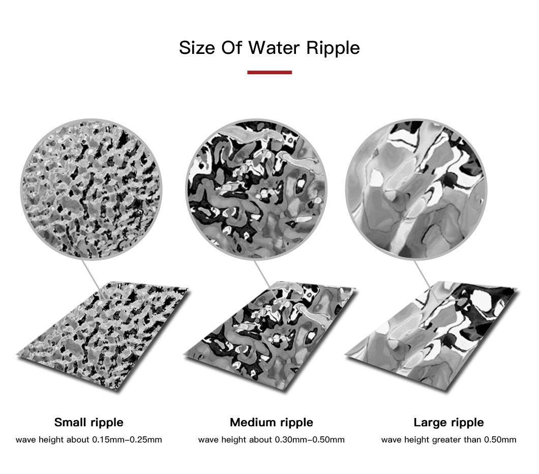 304 4X8FT Size Middle Wave PVD Sky Blue Color Coated Water Ripple Stainless Steel Sheet for Indoor Swimming Pool Ceiling Decoration