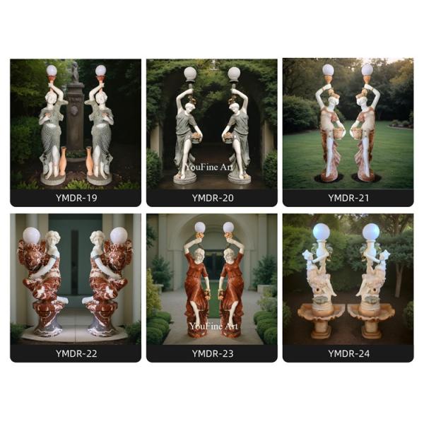 Outdoor Garden Life Size Marble Human Figure Statue Light