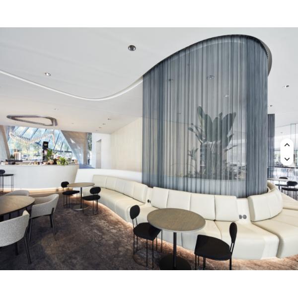 Graphite black Aluminium Chain Link Wire Mesh coil Curtain ceiling for Hotel or restaurant interior architectural decoration