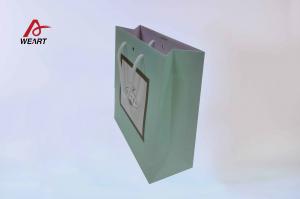 Quality Boutique Store Fresh Green Customized Recycled Paper Bags With White Color Cotton Handle wholesale