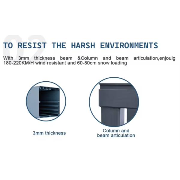 Outdoor Waterproof Shade Electric Bioclimatic Aluminum Pergola with Retractable Shutters Roof Solar Panels