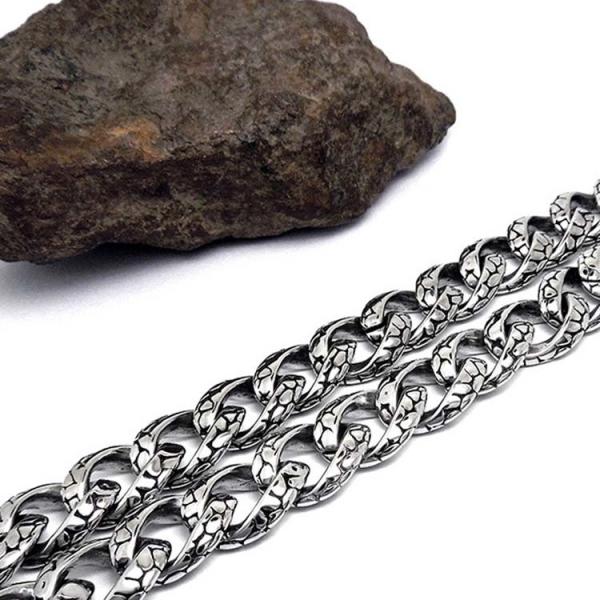 925 Silver Plated Thai Vintage Old Fashion Titanium Stainless Steel Curb Chain Bracelet(CE351)