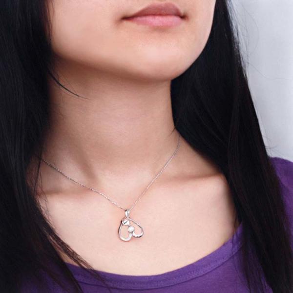 Women Fine Jewelry White Gold Love Shape Diamonds Pendant Necklace (GDN004)