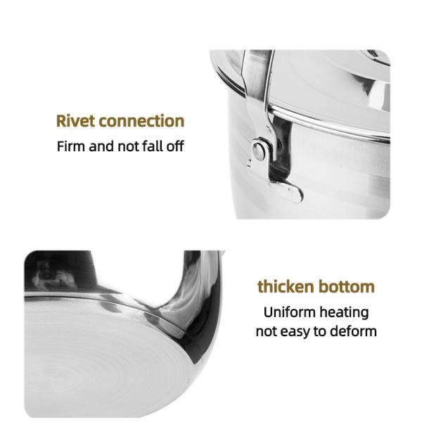 High Quality 9 Pieces Stainless Steel Outdoor Tableware Set Camping Cooking Pot Sets Outdoor Cookware Sets