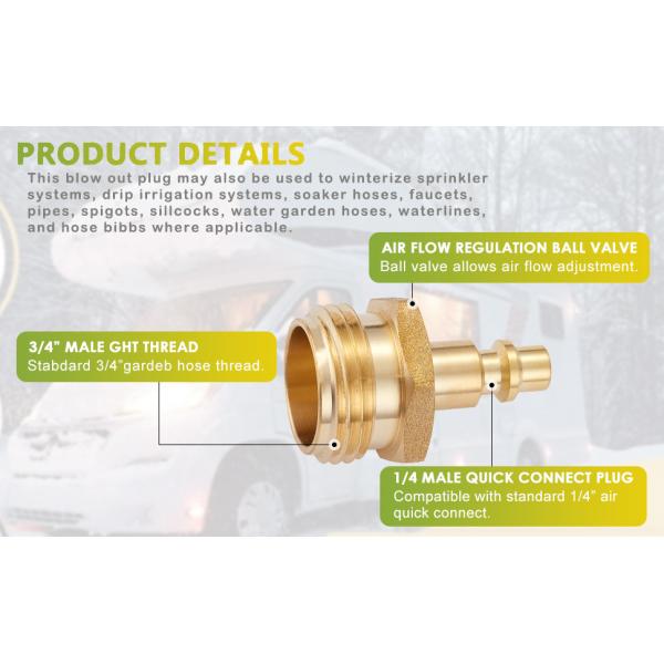 1/2" Barb X 3/4" Male Garden Hose Quick Connect , OEM Brass Hose Fittings