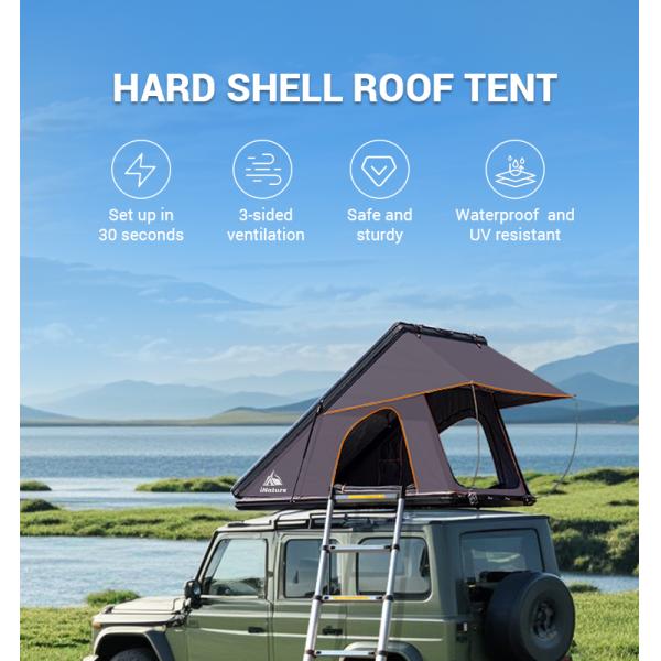 2.3m Car Roof Tent Camping 300gsm Polyester Hard Shell Ladder For SUV Van