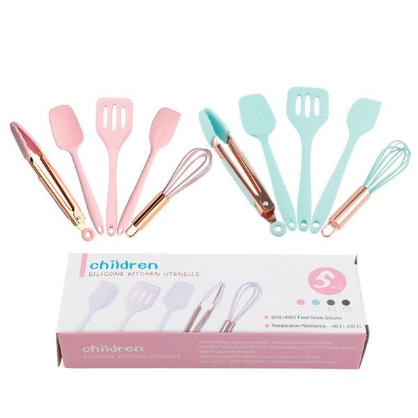 Silicone Baking Utensils Set 5Pcs Silicone Spatula Set Non-Stick Durable Silicone Cookware Cooking Kitchen Tools Set