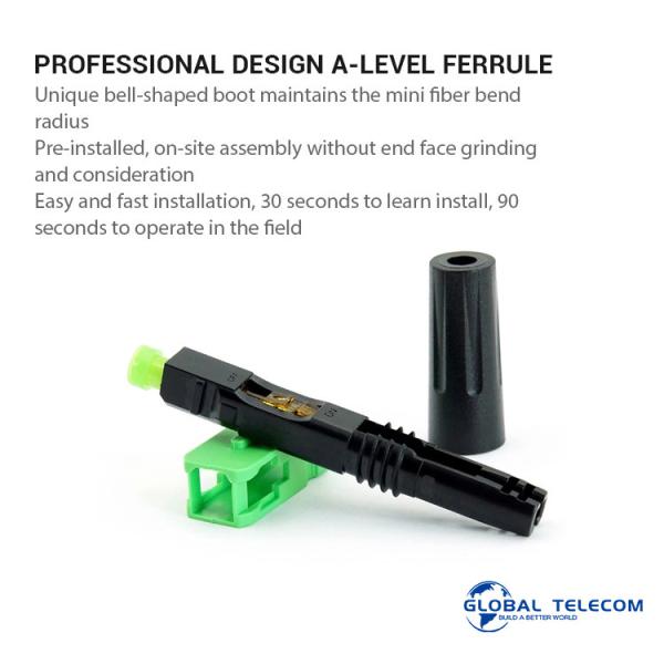 ISO9001 Ftth Fast Connector , Sc Apc Quick Connector 20N Tension