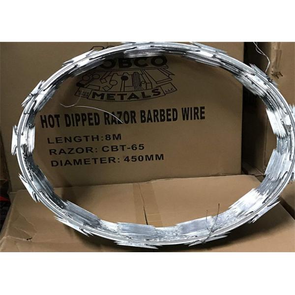 Bto-22 Y Pillar Razor Barbed Wire Galvanized Concertina Airport / Prison 10kg Per Coil