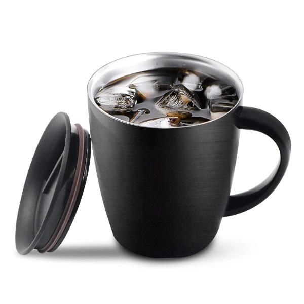 Matte Black Stainless Steel Tumbler With Handles Eco - Friendly 10.8X9X9 Cm