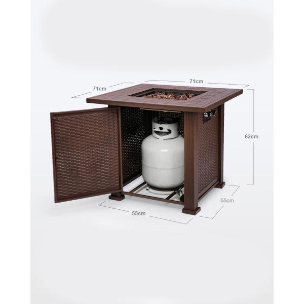 Oil Finished Propane Gas Fire Pit Bronze Table 28 Inch Square