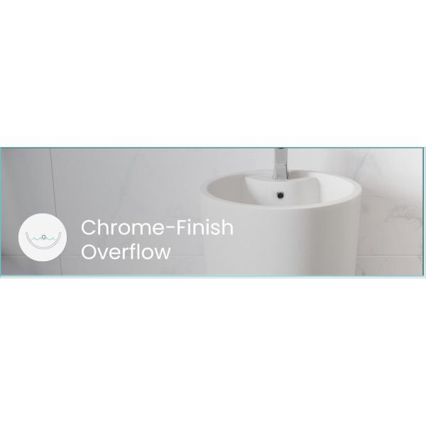1.75'' Drain Glossy White Ceramic Pedestal Bathroom Sinks With Chrome Finish Overflow