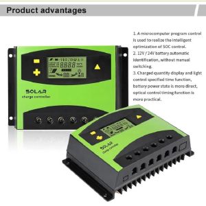 24V 12V PWM 60a Solar Charge Controller 30A PWM Solar Regulator