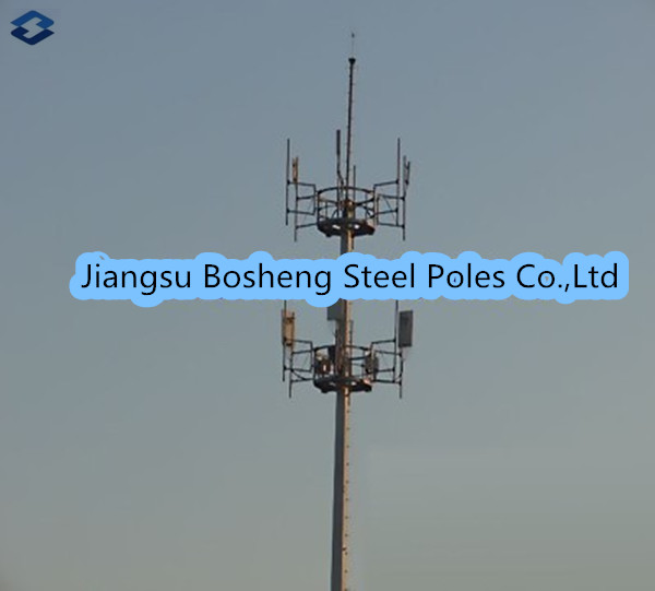 Mobile antenna mast above 95% Penetration rate , steel telegraph poles White Color
