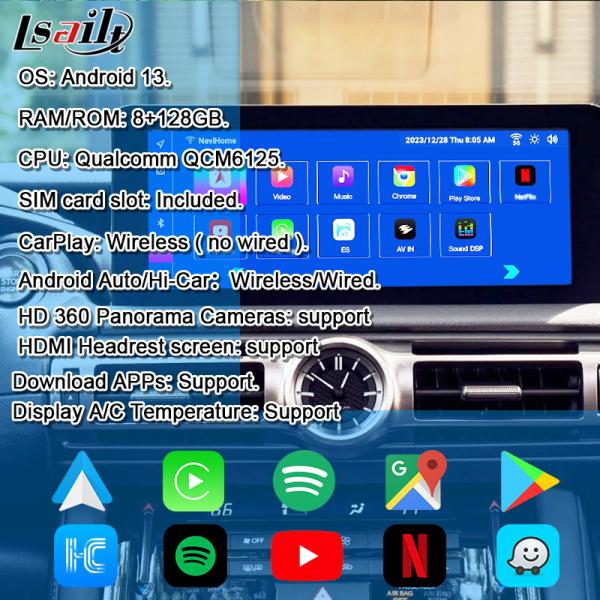 Lexus Android Screen 10.25 Inches Qualcomm 8 Core GPS Navigation CarPlay DisPlay for Lexus IS300 IS250 IS350 2020-2023