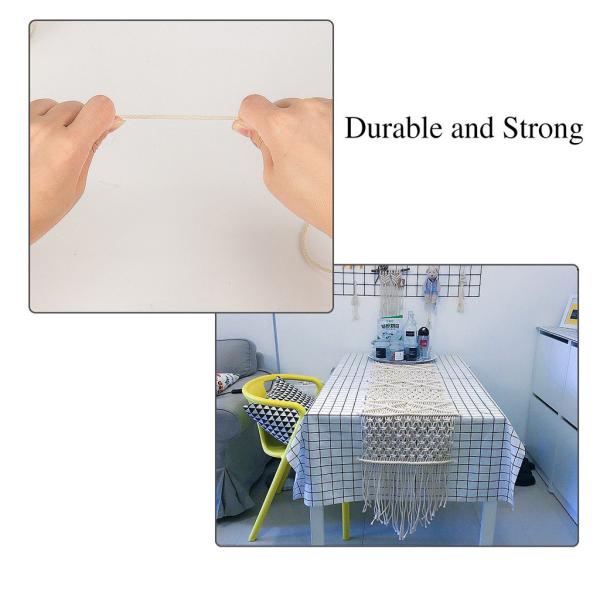 Macrame Cord 4 Strand Twisted Cotton Cord 100% Cotton Macrame Rope for Wall Hanging Crafts Knitting