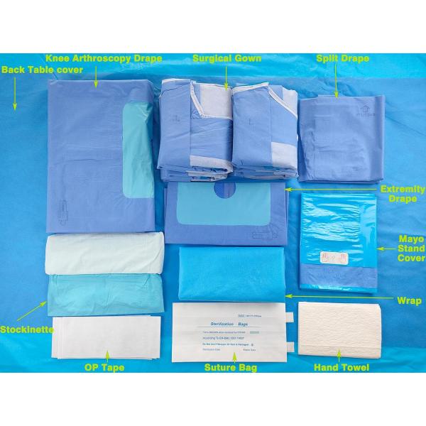Breathable Blue Arthroscopy Drape With SMS Fabric OEM Service Available For Knee Orthopedic Surgery