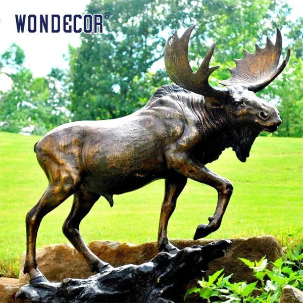 Large animal wild decoration garden home artwork brass moose sculpture