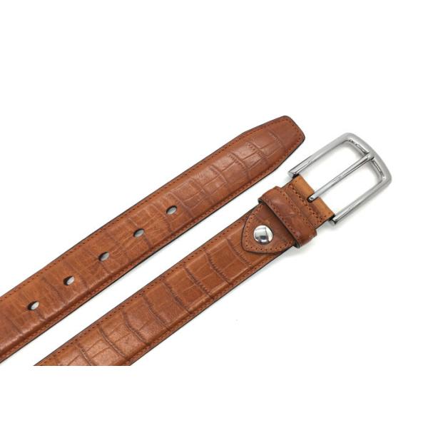 Classic Croc Print Golf Cow Leather Belt For Men With Nickel Pin Buckle 35mm Wide