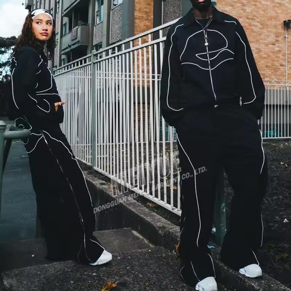 Custom Nylon Windbreaker Jacket Track Pant Windbreaker Zip Up Jacket Sweatpants Set Jogging Suit Tracksuits Unisex