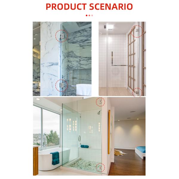 Brushed Nickel Finish Stainless Steel Shower Hinge and Glass Clamp Kit for Glass Door