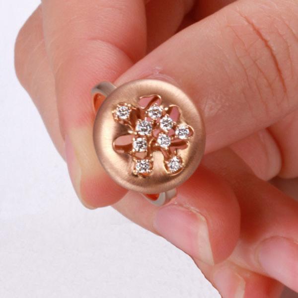 18K Rose Gold Daimonds Fastener Shape Wedding Ring for Women Gift (GDR006)