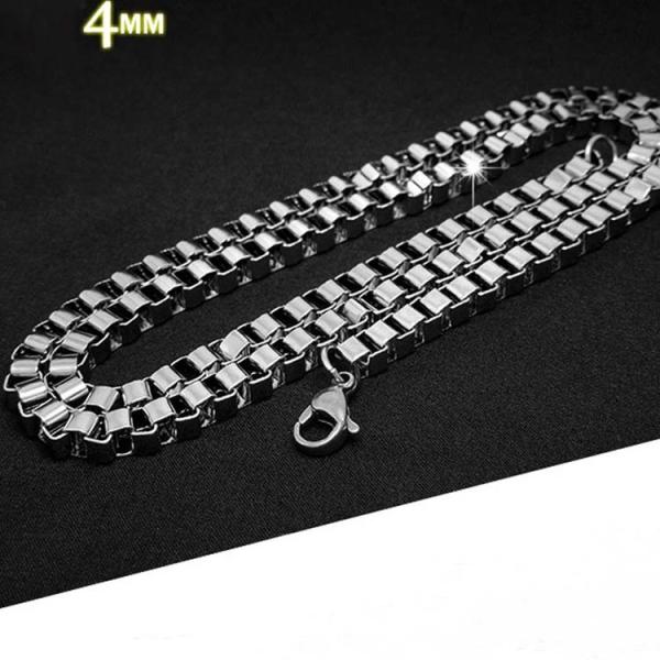 Men's 925 Silver Plated Titanium Stainless Steel Box Chain Necklace (CE496)