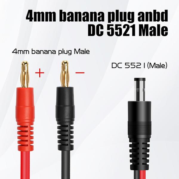 12v DC 5.5mm X 2.1mm Male to 4mm Banana Plugs Cable