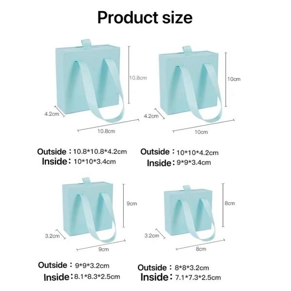 Gold Silver Foil Logo Paper Jewellery Packaging Sliding Drawer Box 9x9x3.4cm 8x8x3.2cm