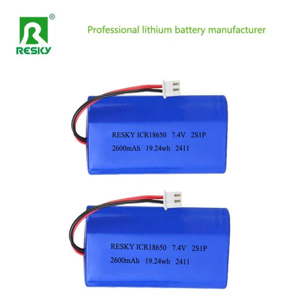Rechargeable 18650 lithium battery Battery Pack 2600mAh 7.4V 19.24wh lipo battery pack