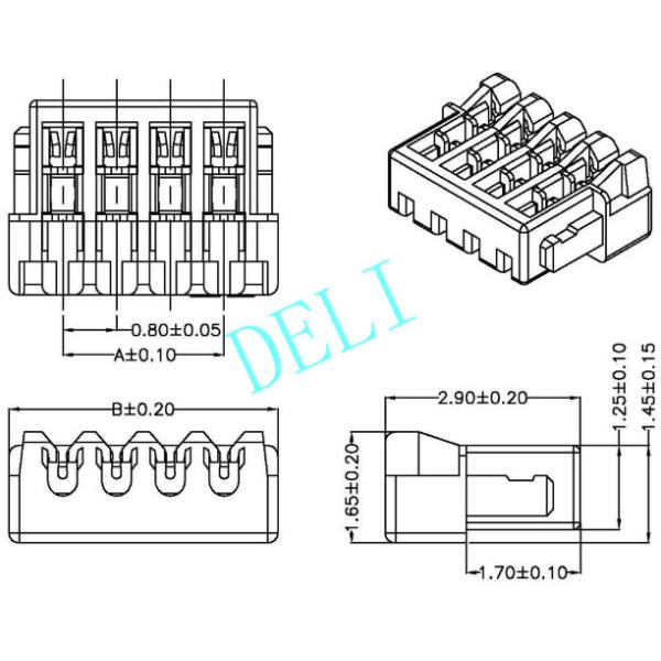 Terminal Block PCB Connector DL0803 0.8MM 2-22PIN HOUSING IDC 90C 180C SMT WF