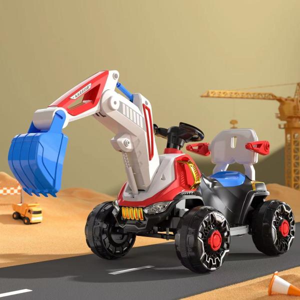 LED Headlights and Dynamic Music 6v Electric Ride on Construction Truck Car for Kids